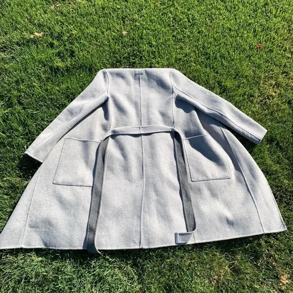 SOLD 💕 Soia & Kyo isadora grey lapel long belted wrap coat maxi duo tone 2 smal - Picture 4 of 9